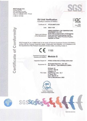 CE of Air-heated Vaporizer