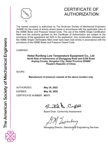 ASME--Certificate of Authorization